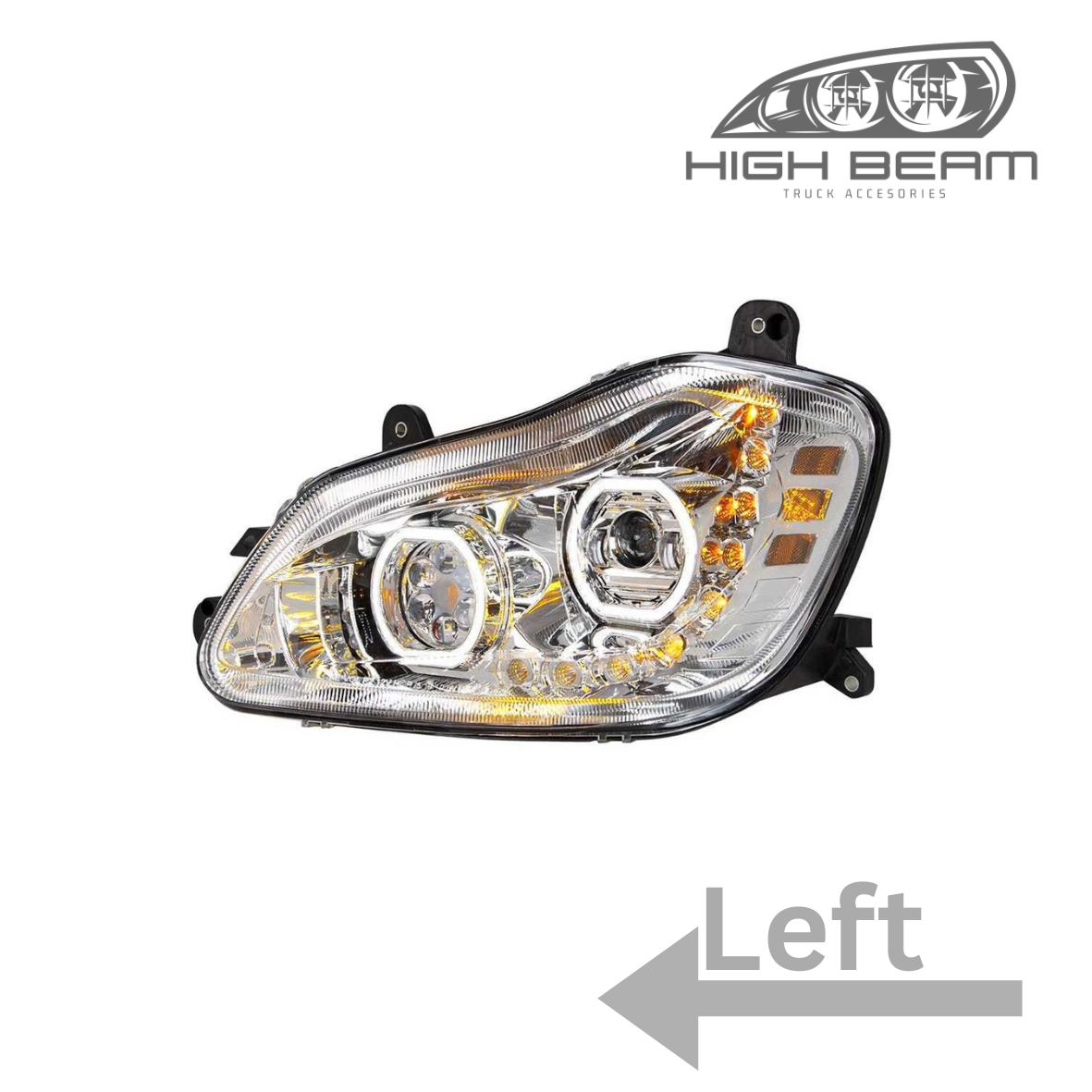 Kenworth T680 Headlight Full LED 2013-2021,Available in Chrome or Black Housing