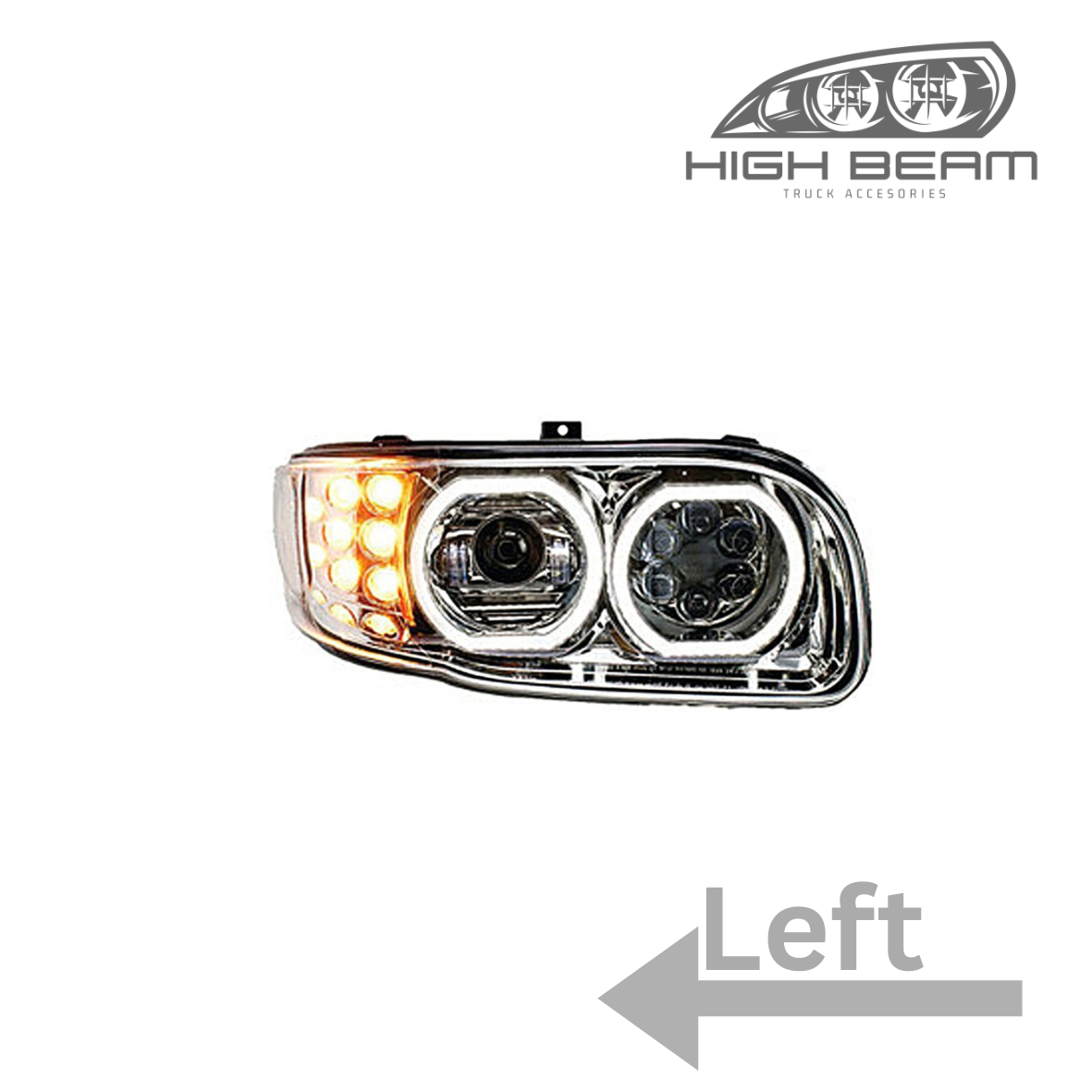 Peterbilt 388/389 Full LED Headlight Available in Black or Chrome