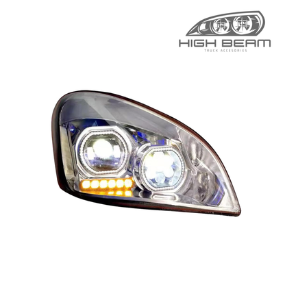 Projection Headlight with dual halo rings for Freightliner Cascadia 2008-2017 (Available in Chrome or Black)