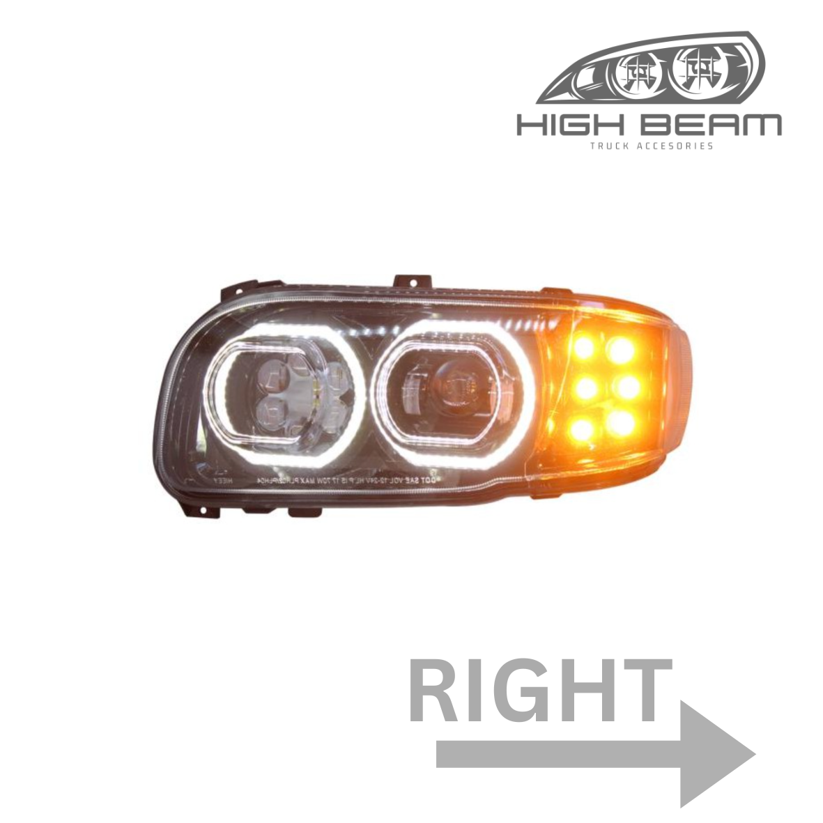 Peterbilt 388/389 Full LED Headlight Available in Black or Chrome
