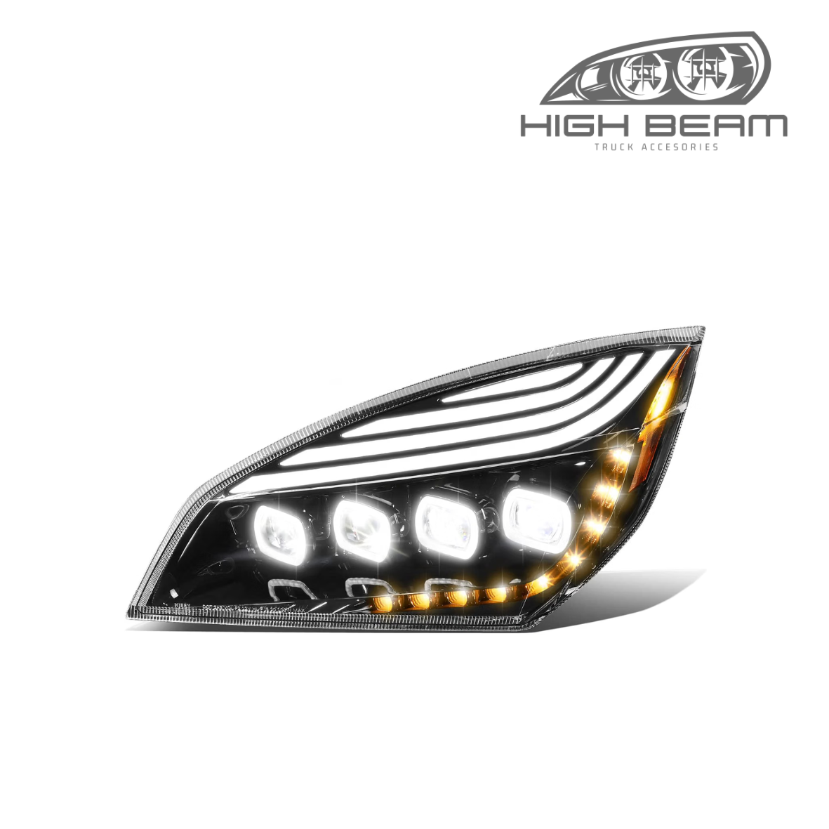 Quad LED Headlights w/ DRL For Freightliner Cascadia 2018-2024 (Available in Chrome or Black)