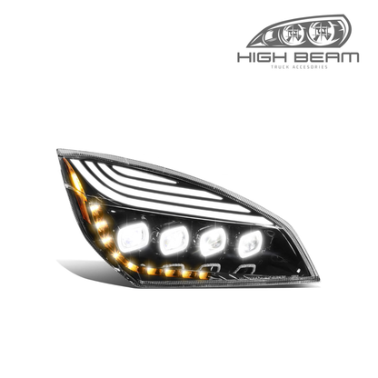 Quad LED Headlights w/ DRL For Freightliner Cascadia 2018-2024 (Available in Chrome or Black)