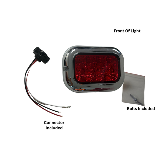 Oval LED Stop/Tail/Turn Red Light W/Grommet ,Plugs & Chrome Bezel