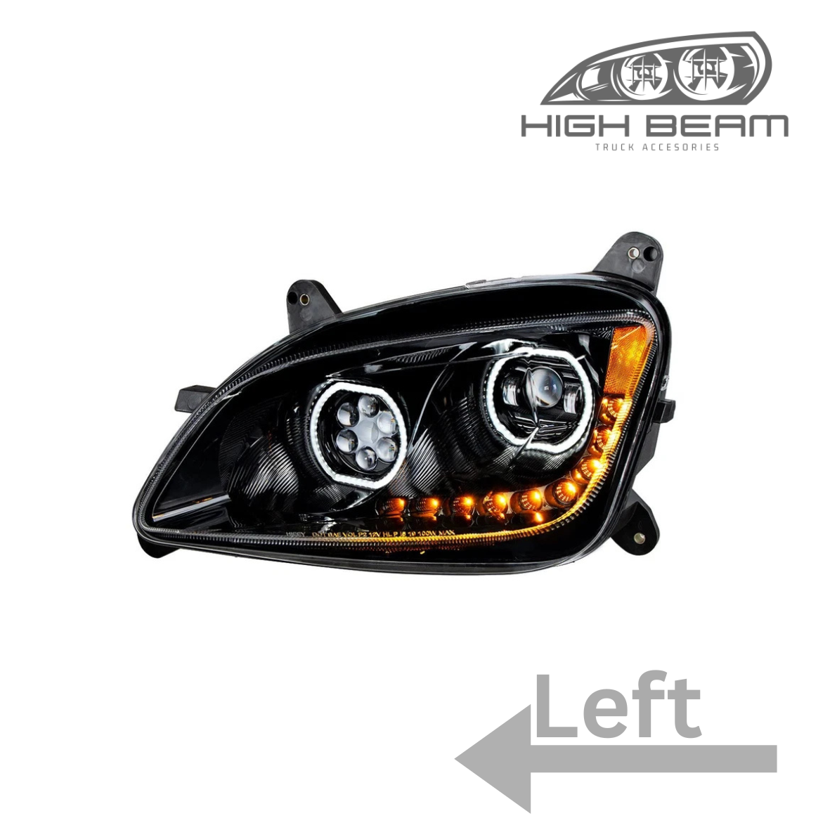 579 LED Headlight for Peterbilt 579 2013-2021, Black Housing