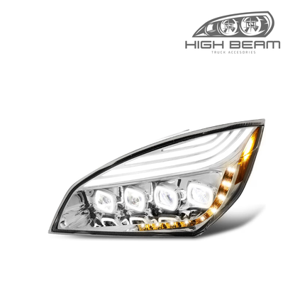 Quad LED Headlights w/ DRL For Freightliner Cascadia 2018-2024 (Available in Chrome or Black)