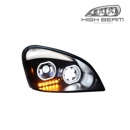 Projection Headlight with dual halo rings for Freightliner Cascadia 2008-2017 (Available in Chrome or Black)