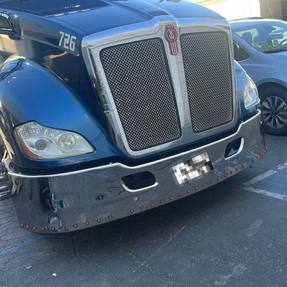 KW T680 17" 304 STAINLESS STEEL BUMPER WITH 3/4" LIGHT HOLES FREE LIGHTS INCLUDED