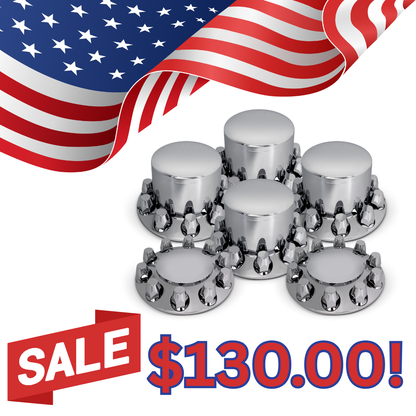 Complete Chrome Axle Cover Kit with Standard Lug Nut Covers SET ROUND  SPECIAL!!!