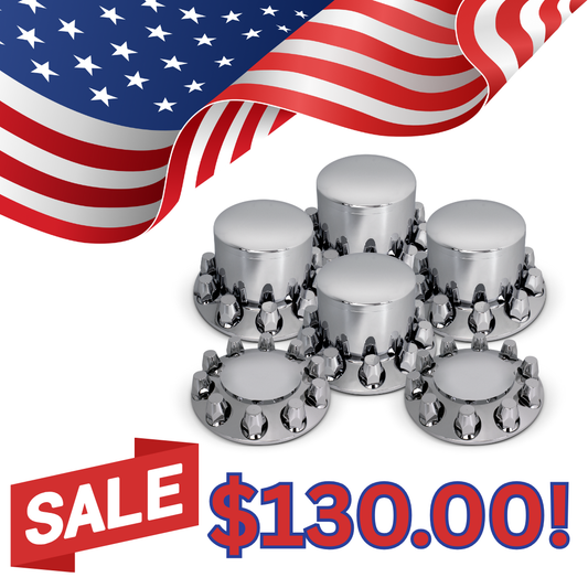 Complete Chrome Axle Cover Kit with Standard Lug Nut Covers SET ROUND  SPECIAL!!!