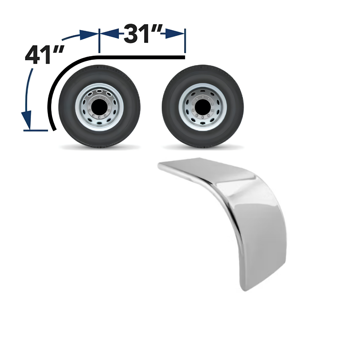 Half Fenders 72" Rolled Edge Mirror Finish14 Gauge 304 Stainless Steel