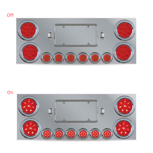Stainless steel rear center panel with light included & license plate