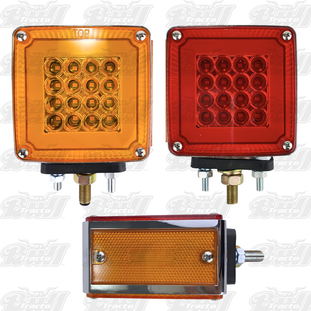 Square Double Face Pearl LED Red/Amber Pedestal Light
