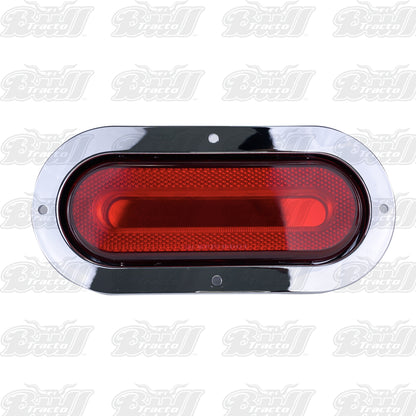 Oval Red LED Turn Signal Light in chrome bezel