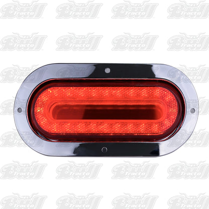 Oval Red LED Turn Signal Light in chrome bezel