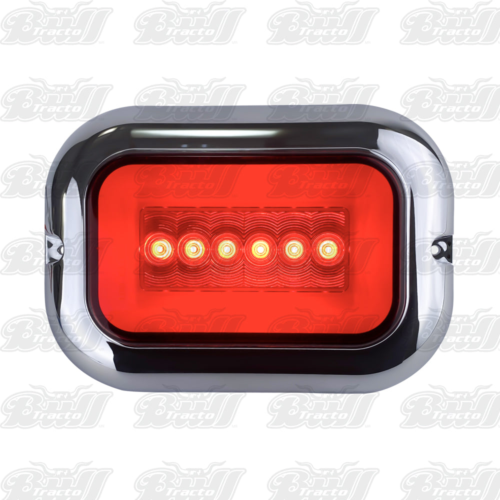 Red Oval LED Body Light with Chrome Flange & Short Wire