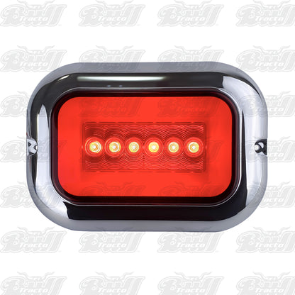 Red Oval LED Body Light with Chrome Flange & Short Wire