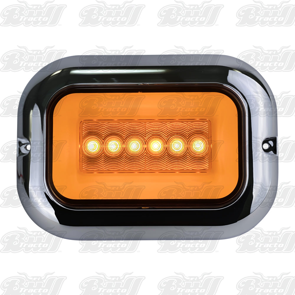 Amber Oval LED Body Light with Chrome Flange & Short Wire