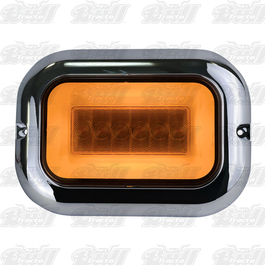 Amber Oval LED Body Light with Chrome Flange & Short Wire