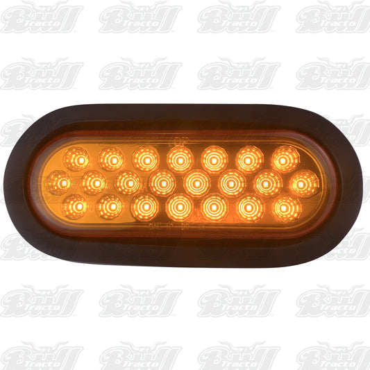 "Oval Pearl LED Light in Clear Amber W/ Chrome Bezel " (2 PC PACK)