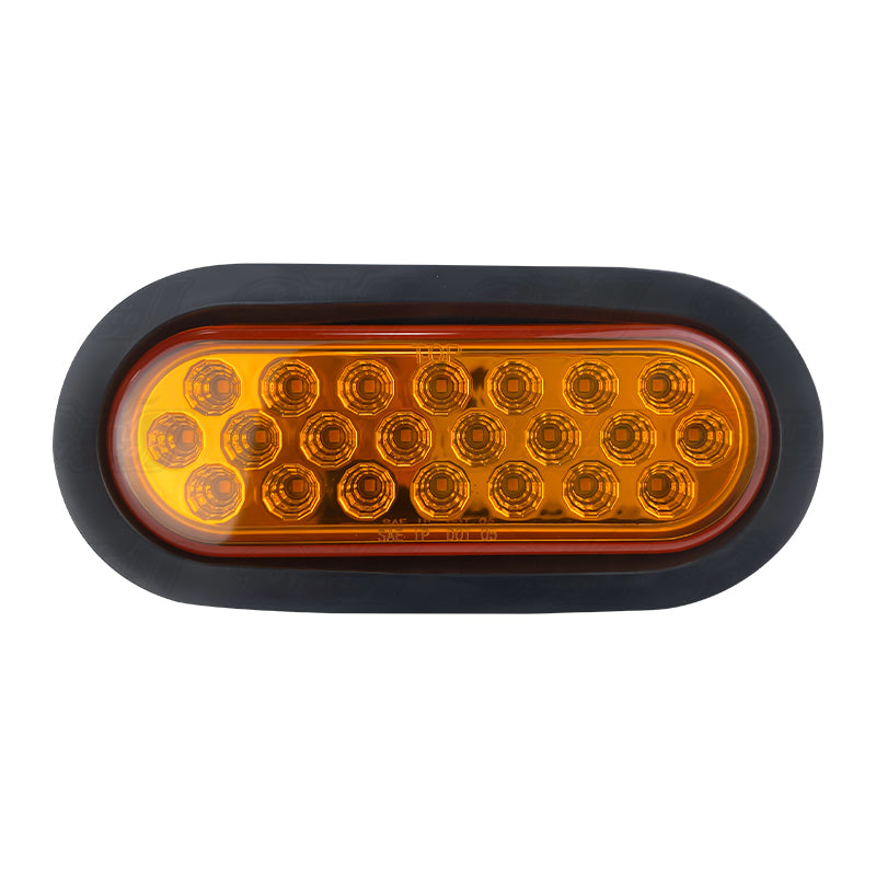 6"Oval Geometrical LED Light in Amber Lens W/Rubber Bezel