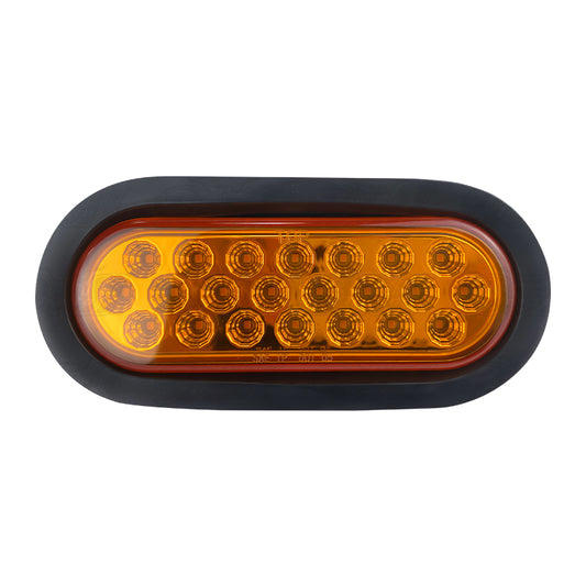 6"Oval Geometrical LED Light in Amber Lens W/Rubber Bezel