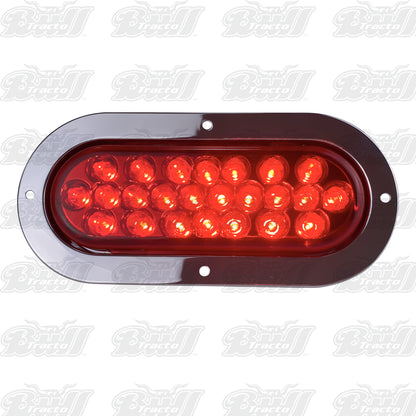 Oval Pearl 24 LED Light in Red W/ Chrome Bezel