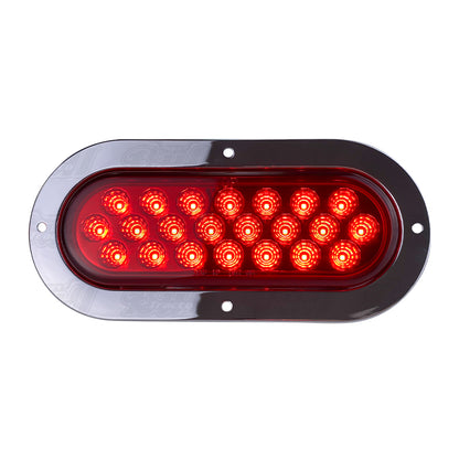 Oval Geometrical LED Light in Red W / Chrome Bezel