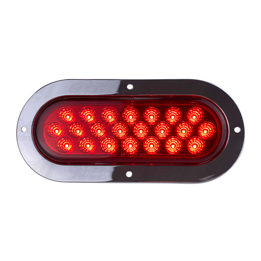 Oval Geometrical LED Light in Red W / Chrome Bezel