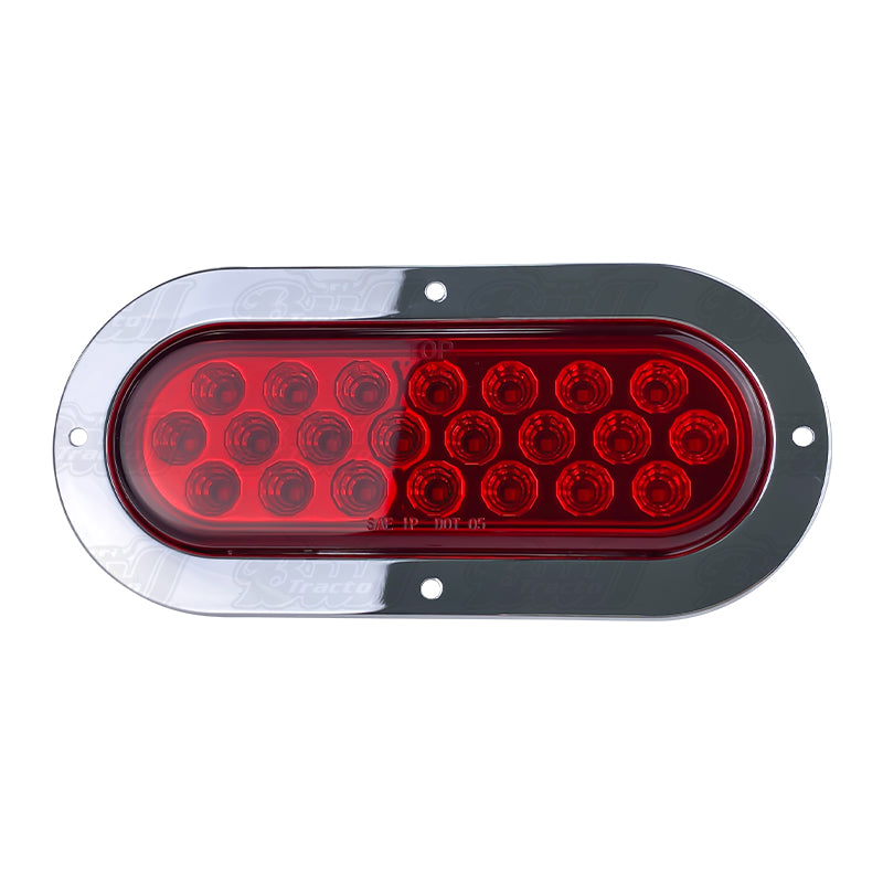 Oval Geometrical LED Light in Red W / Chrome Bezel