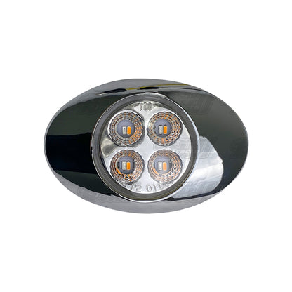 CLEAR LENS DUAL REVOLUTION LED MARKER LIGHT, AMBER+BLUE