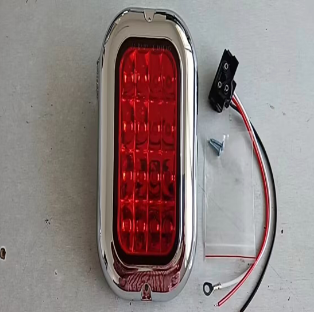 Oval LED Stop/Tail/Turn Red Light W/Grommet ,Plugs & Chrome Bezel