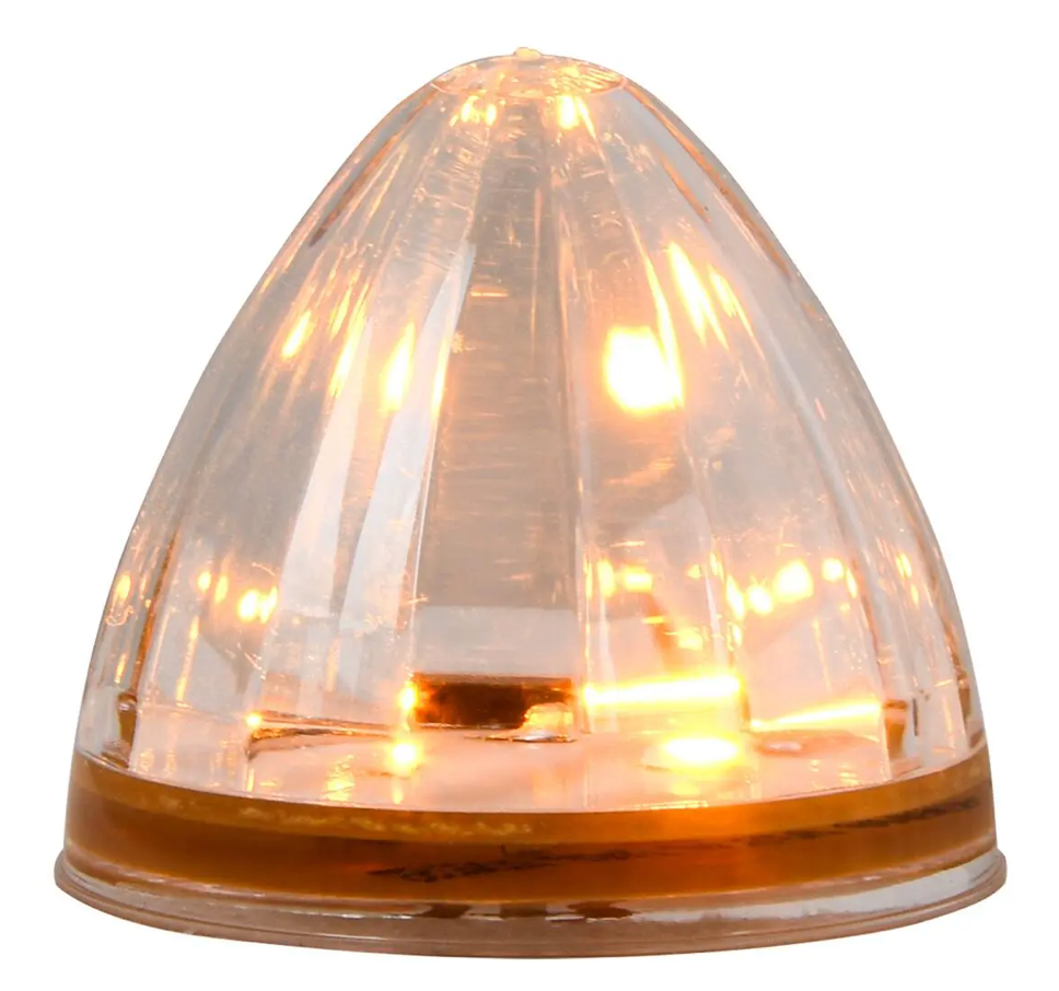 2" AMBER/CLEAR WATERMELON 6 LED SEALED LIGHT, 3 WIRES