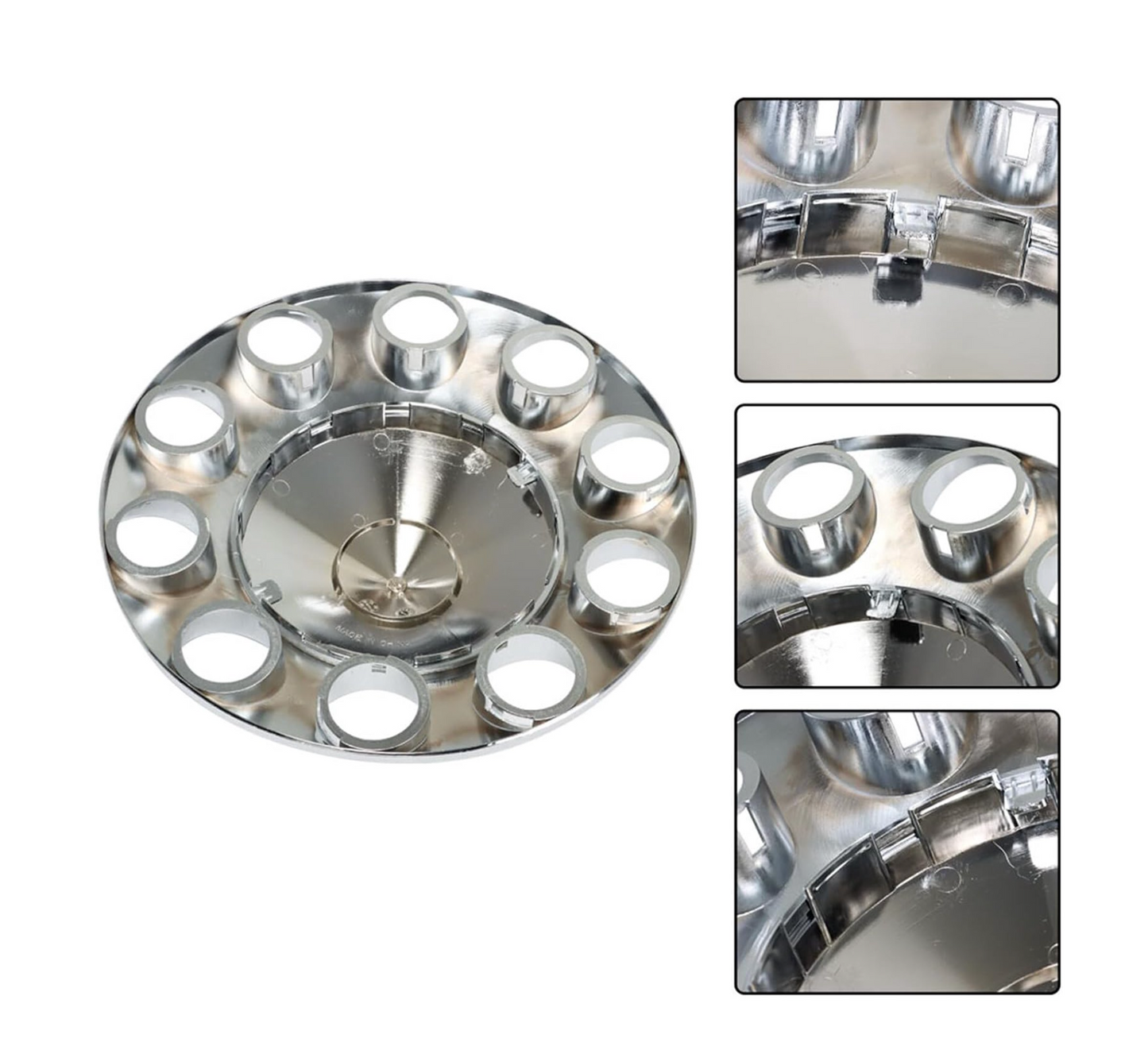 CHROME ABS PLASTIC FRONT AXLE COVER WITH POINTED HUB W/33MM EXTRA-LONG SPIKE