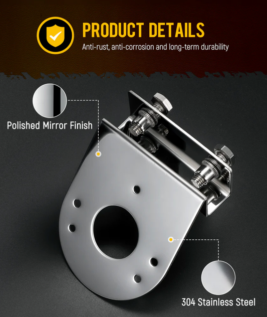 4 "Wide universal frame mount with 1 watermelon light hole mounting hardware included/45 Degree stainless steel