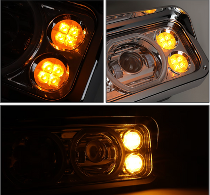 Rectangular Halo LED Projector Headlight Assembly - Chrome Sold Indiviudally