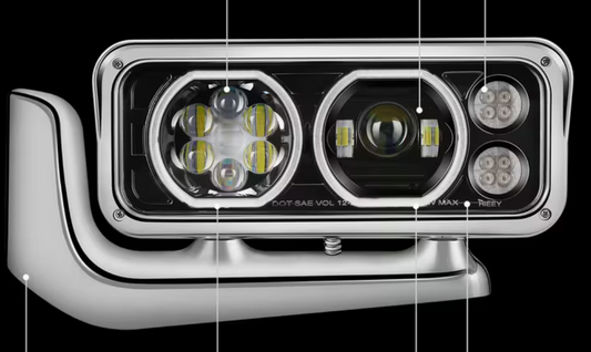 Peterbilt Black LED Headlight With Aluminum Alloy bracket