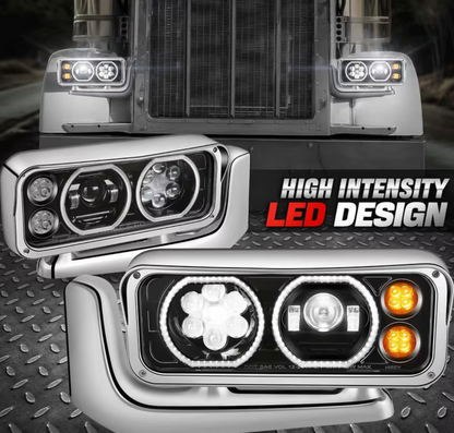 Peterbilt Black LED Headlight With Aluminum Alloy bracket