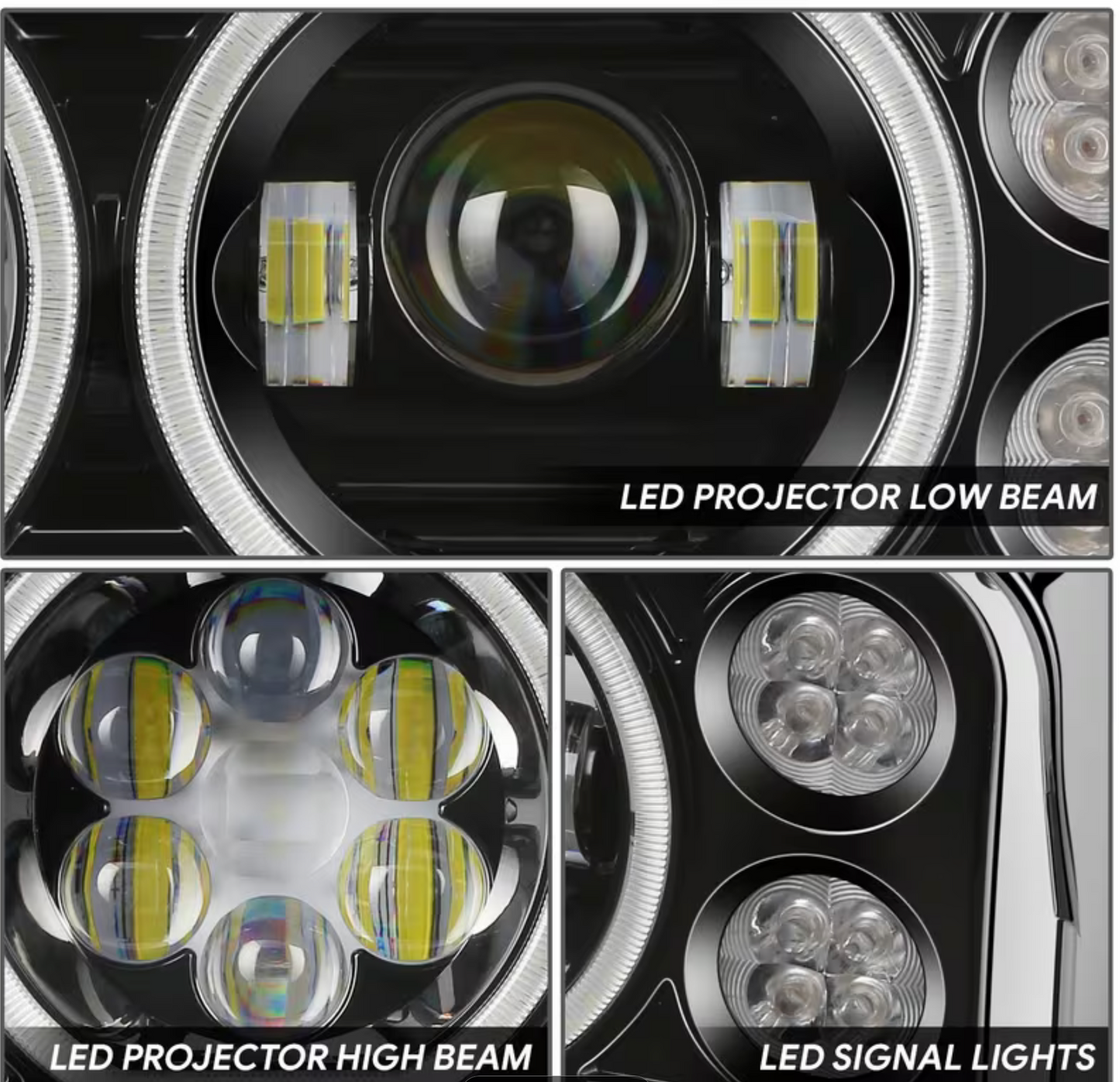 Peterbilt Black LED Headlight With Aluminum Alloy bracket