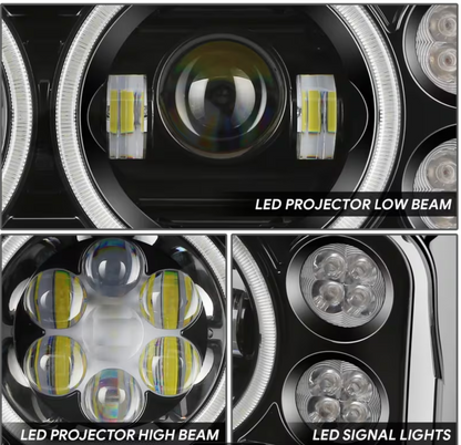 Peterbilt Black LED Headlight With Aluminum Alloy bracket