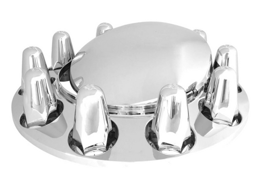 CHROME ABS PLASTIC FRONT AXLE COVER W/TEN 1-1/2" PUSH ON NUT COVERS