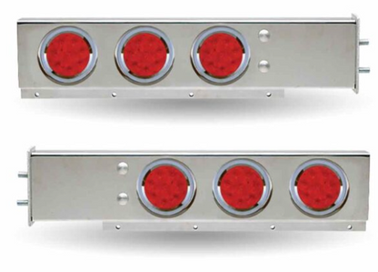 30″ LED Mud Flap Hangers – 2 1/2″ Bolt Spacing | 4″ LEDs (Red Lens) | Stainless Steel