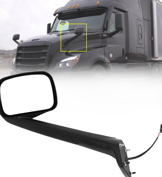 Premium New Freightliner Cascadia Black Electric Hood Mirror