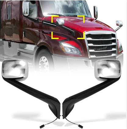 Premium New Freightliner Cascadia Chrome Hood Mirror