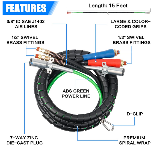 Hose Kit with FREE Glad Hand, Glad Handles, 25" Single Tender