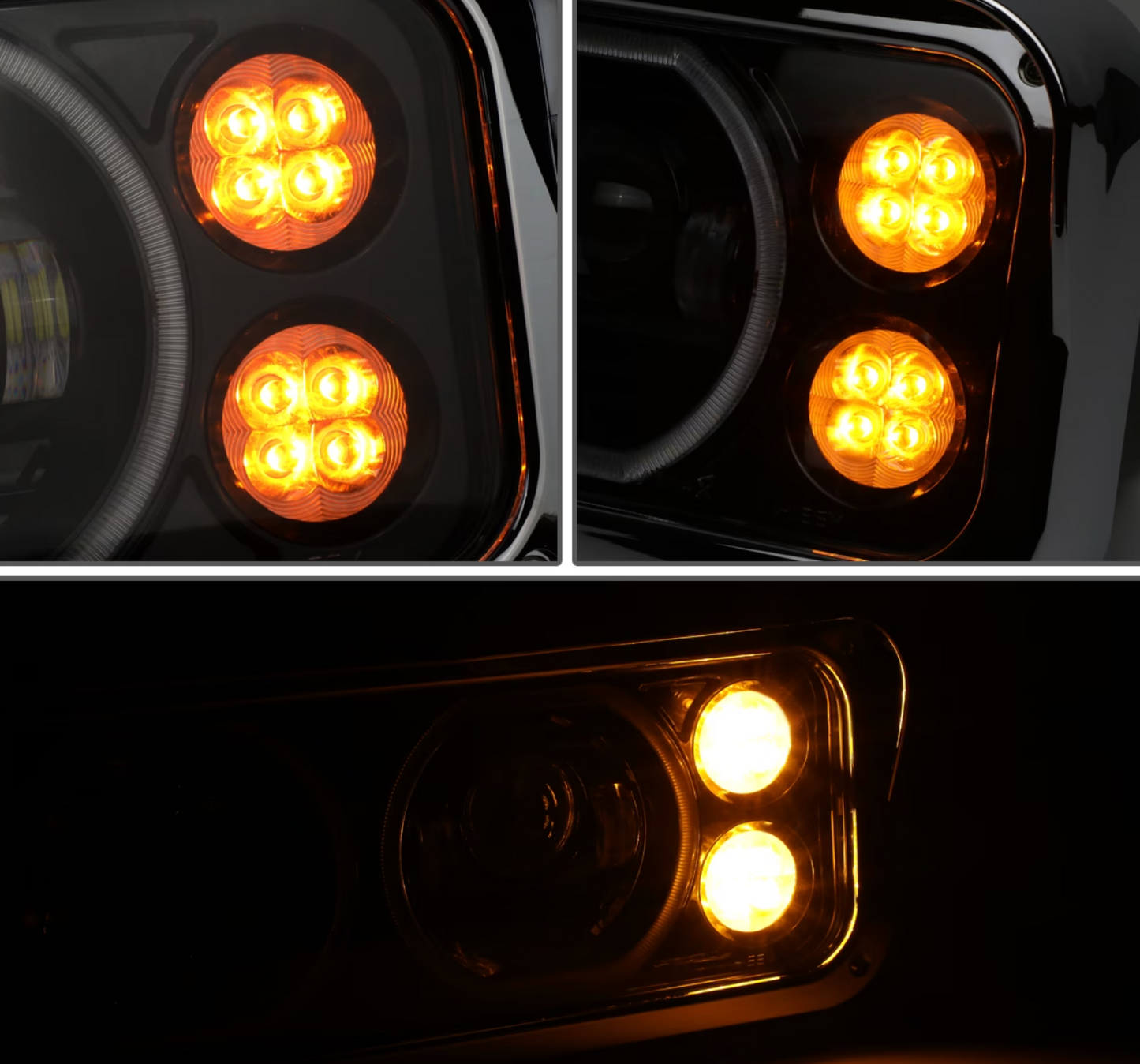 Rectangular Halo LED Projector Headlight Assembly -Black Sold Individually