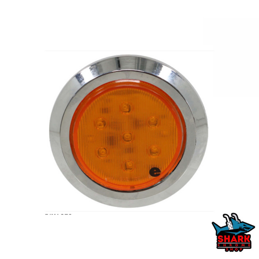 AMBER ROUND LIGHT 2" SILVER BEZEL