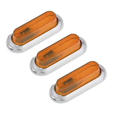 LED Oblong Clearance / Side Marker Light (Amber) 3 PACK FREE SHIPPING !!