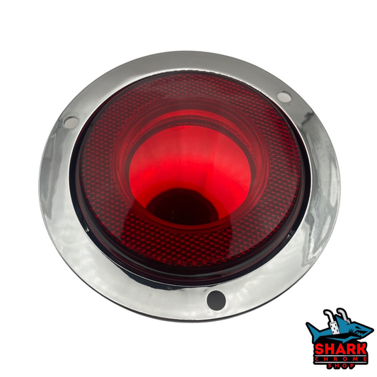 Red Round Stop Turn Brake Tail in chrome bezel
