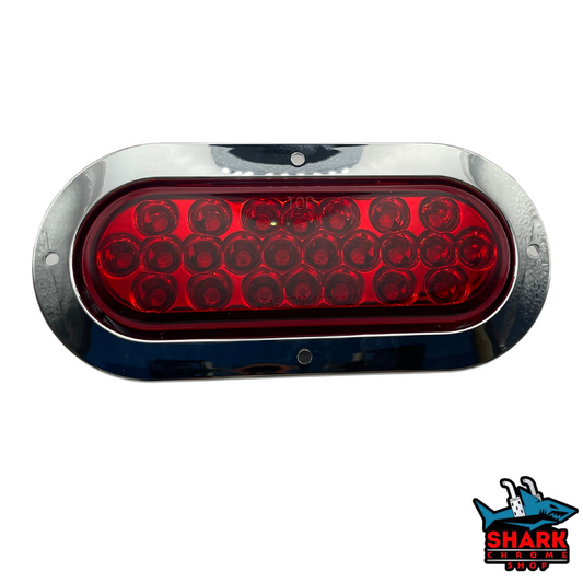 Oval Pearl 24 LED Light in Red W/ Chrome Bezel (2 PC PACK)