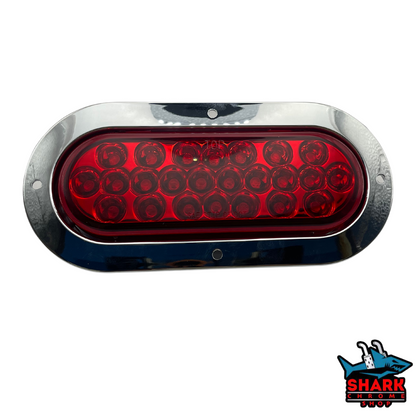 Oval Pearl 24 LED Light in Red W/ Chrome Bezel